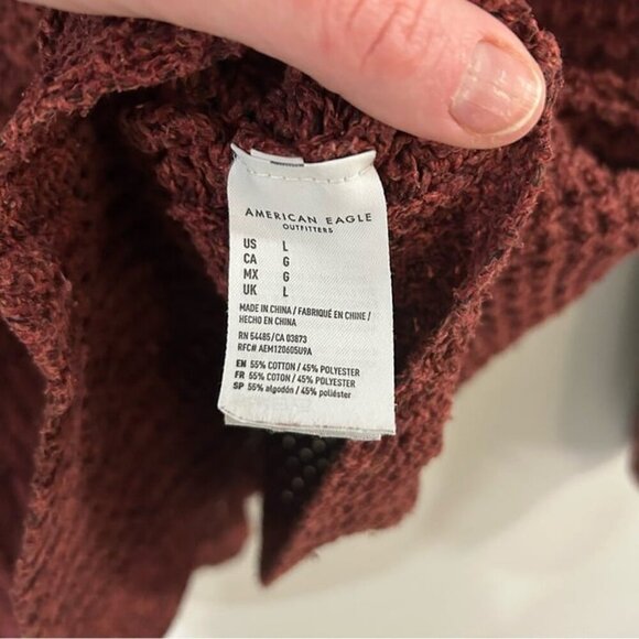 American Eagle Outfitters Maroon Burgundy Red Button Down Knit Cardigan Large - Picture 4 of 7